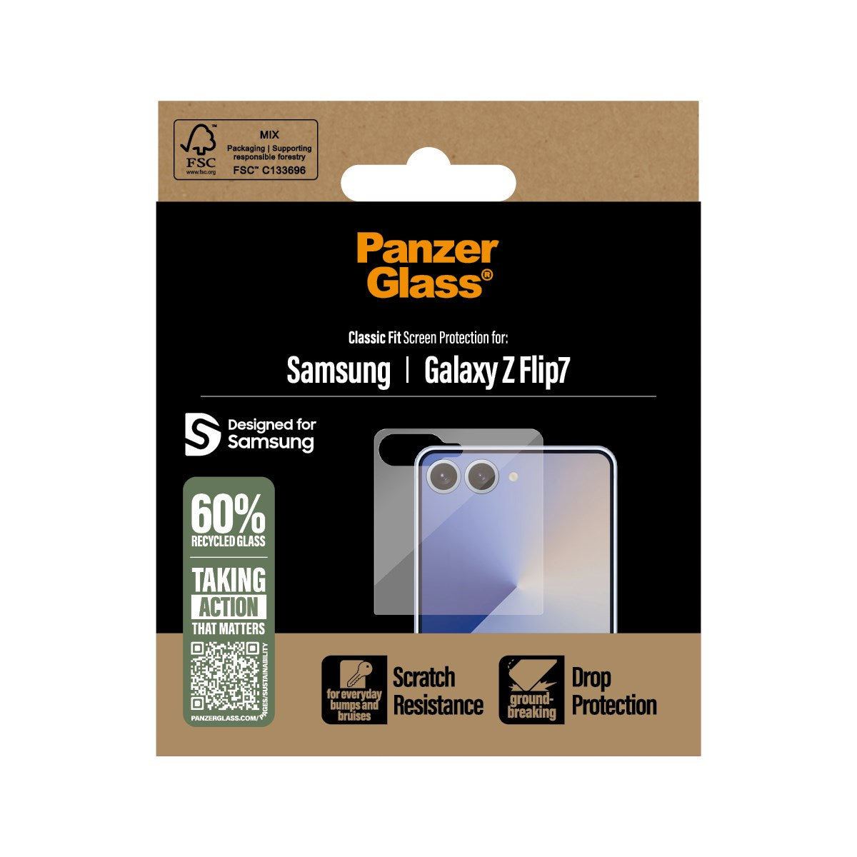 PanzerGlass® Skærmbeskyttelse Samsung Galaxy Z Flip7 | Classic Fit